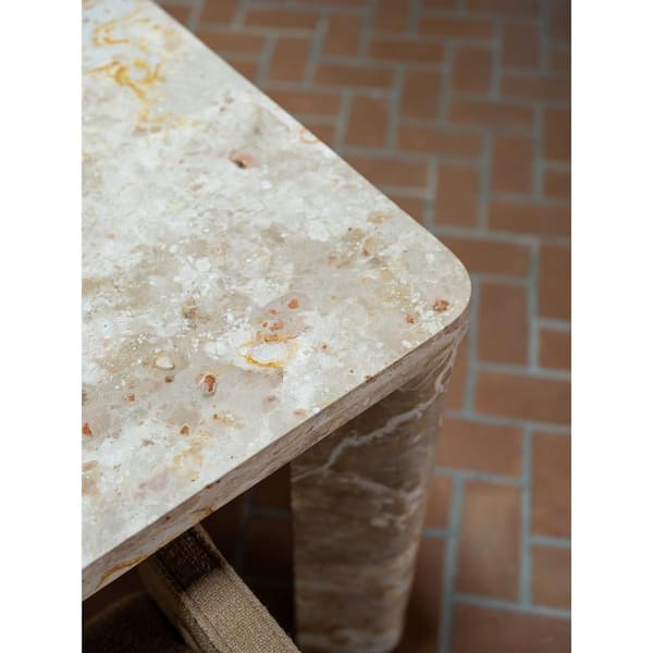 NADAAL STUDIOS Philip Rectangular Beige Panther Stone Marble 72 in