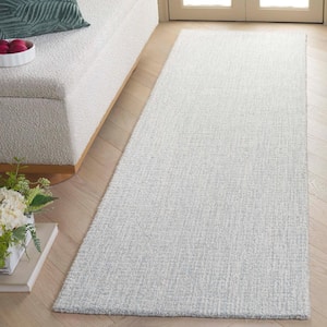 Martha Stewart Light Gray/Ivory 2 ft. x 8 ft. Muted Marle Solid Runner Rug