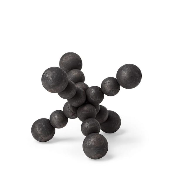 HomeRoots 7 in. Brown Black Beaded Wooden Decorative Jack