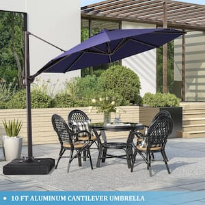 10 ft. x 10 ft. Patio Cantilever Umbrella, Heavy-Duty Frame Umbrella in Navy Blue