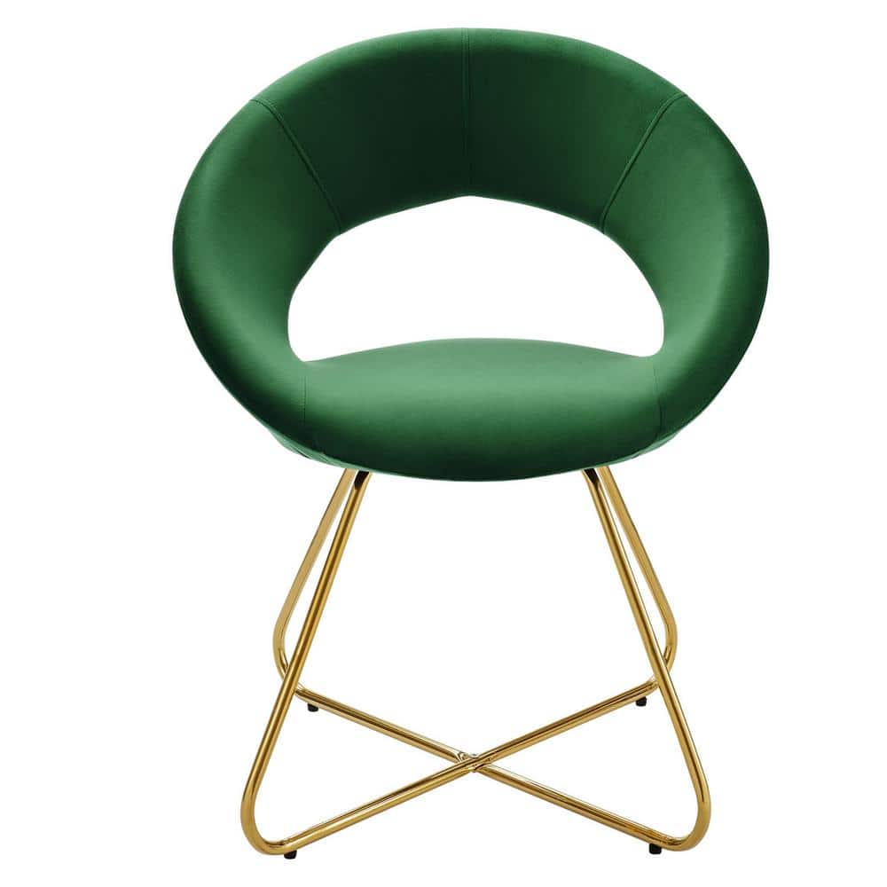Emerald Green Velvet Upholstered Side Chair with Gold Metal Legs