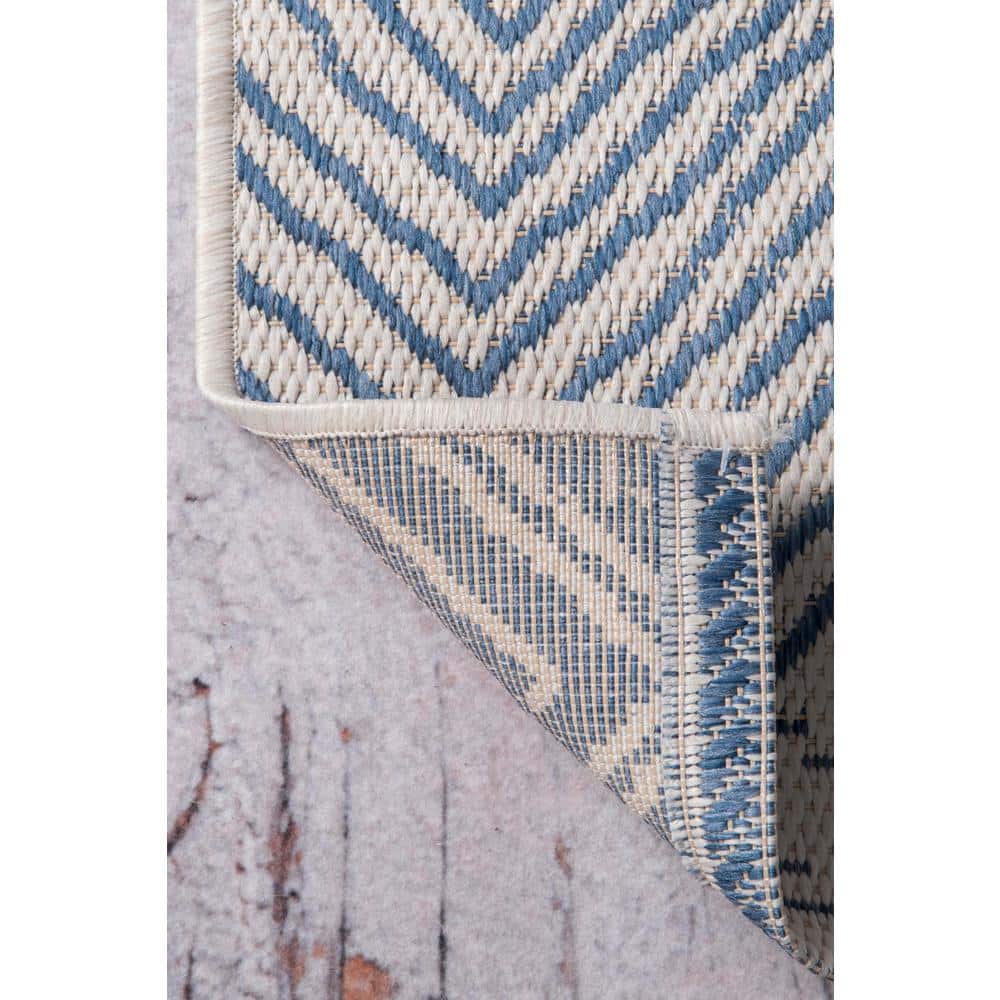 Blue Chevron Geometric Indoor/Outdoor Area Rug