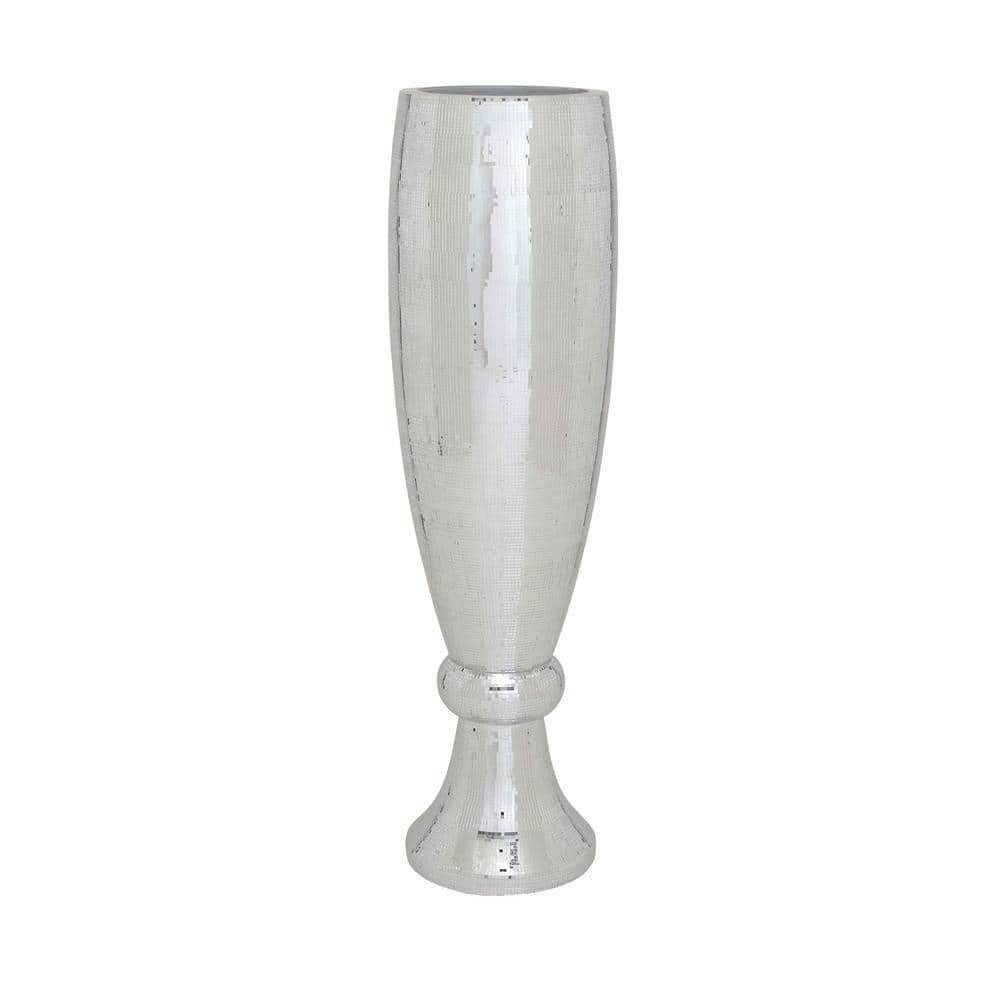 Elegant Silver Ceramic Mosaic Floor Vase 16"x51"
