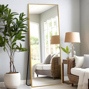 64 in. x 21 in. Modern Rectangle Metal Framed Gold Full Length Floor Mirror Standing Mirror