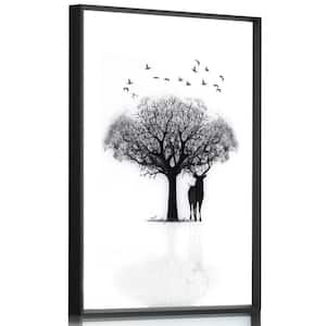 "Tree and giraffe" Glass Framed Wall Decorate Theme Art Print 24 in. x 18 in.