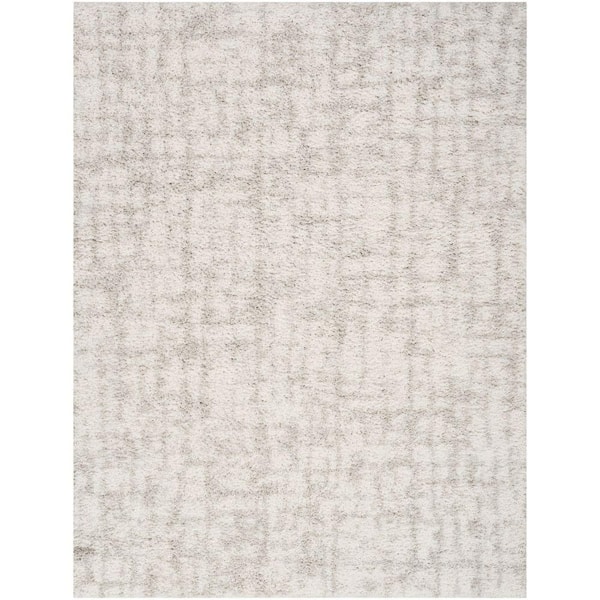 Modern Shag Ivory Grey 5 ft. x 7 ft. Abstract Contemporary Area Rug