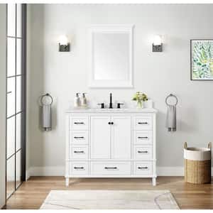 Merryfield 43 in. W x 22 in. D x 35 in. H Bathroom Vanity in White with Carrara White Marble Top