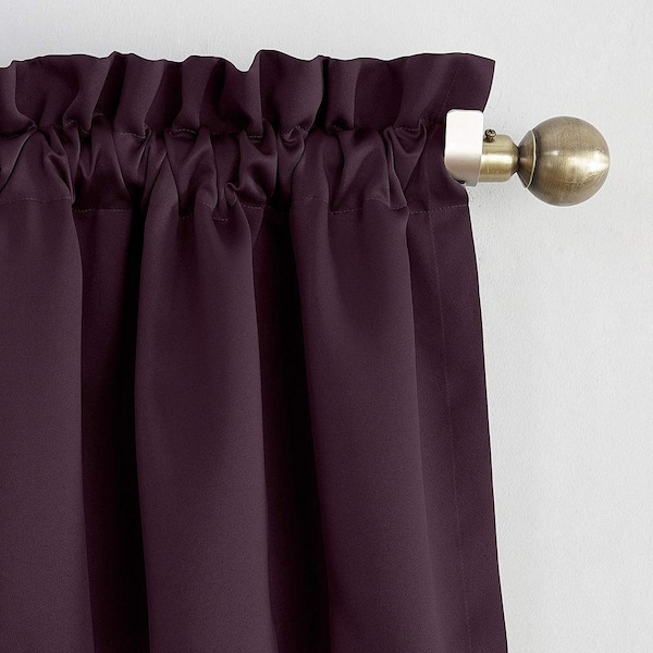 Sun Zero Plum Solid Rod Pocket Room Darkening Curtain - 54 in. W x