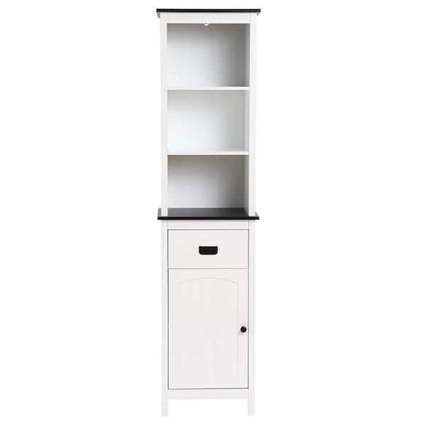 Shell-Front Design Storage Cabinet 3-Drawers 2-Doors Bathroom Organizer  White