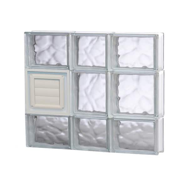 Clearly Secure 21.25 in. x 19.25 in. x 3.125 in. Frameless Wave Pattern Glass Block Window with Dryer Vent