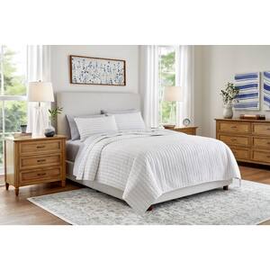 Biscuit Beige Upholstered Platform Queen Bed with Square Headboard