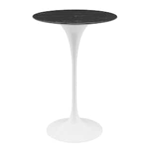 Lippa 28 in. White Black Artificial Marble Bar Table
