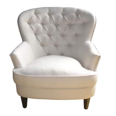 Tafton Ivory Fabric Tufted Club Chair