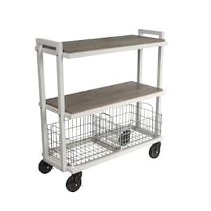 3-Tier Steel Cart System Wide in White