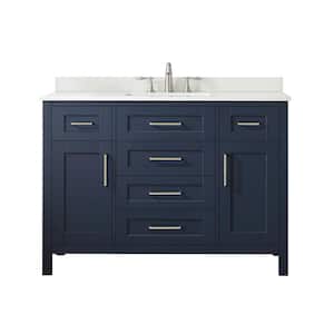 Tahoe 48 in. W x 21. in D x 34 in. H Single Sink Bath Vanity in Midnight Blue with White Engineered Stone Top