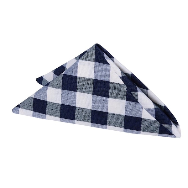 ACHIM Buffalo Check 17 in. W x 17 in. H Navy Checkered Polyester/Cotton Napkins (Set of 4)