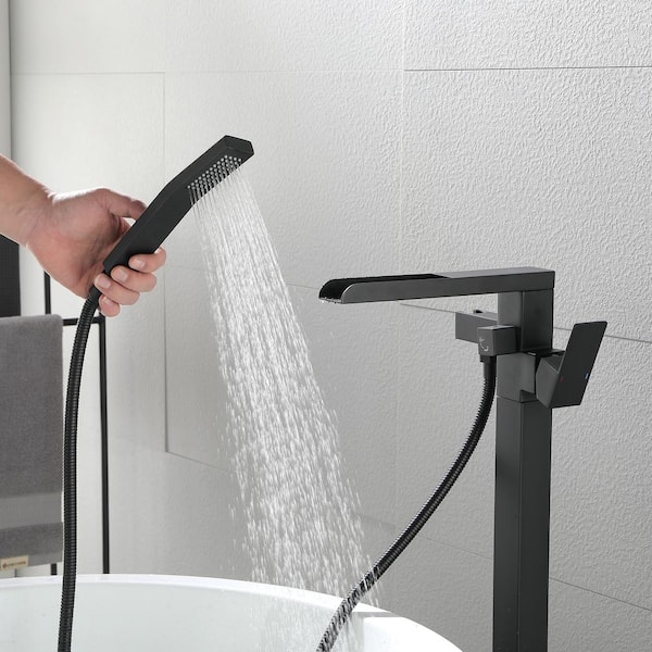 Staykiwi Freestanding Single Handle Bathroom Tub Faucet in Matte Black