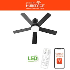 Carley 52 in. Integrated LED Indoor Matte Black Smart Ceiling Fan with Remote Control and CCT Powered by Hubspace