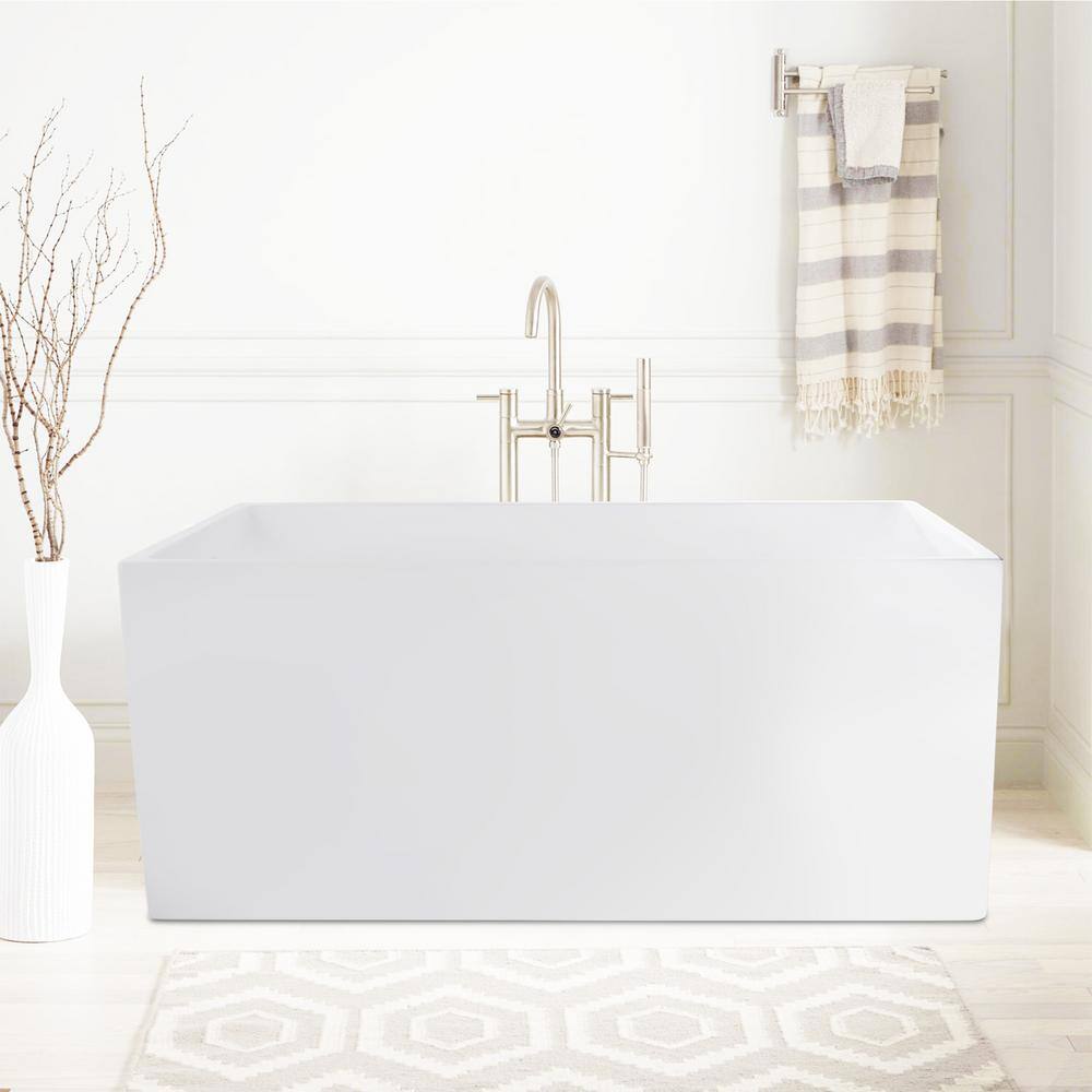 47" x 29" White Acrylic Freestanding Soaking Bathtub