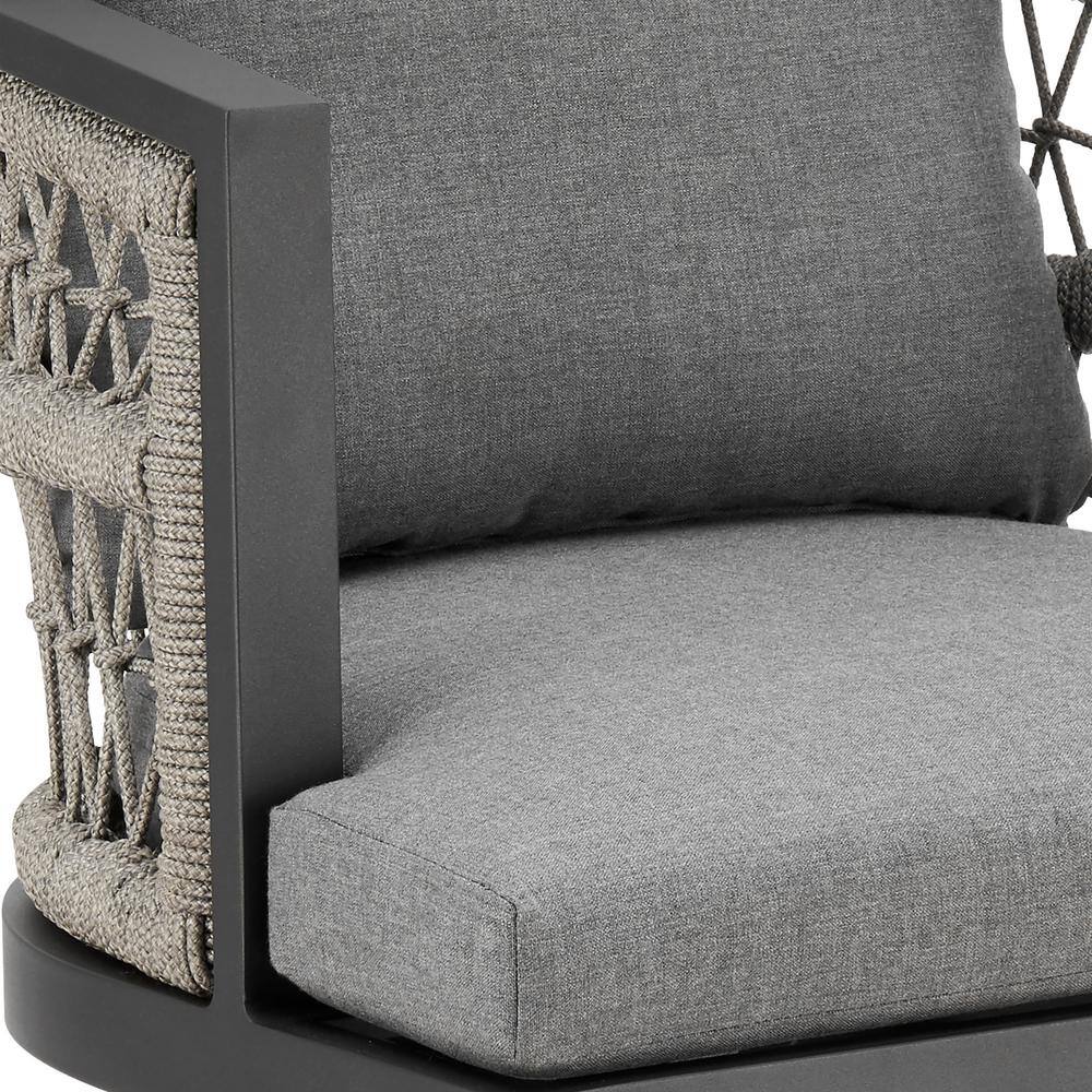 Zella Gray Aluminum Outdoor Swivel Bar Stool with Cushions