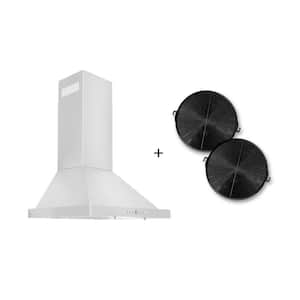 24 in. 400 CFM Convertible Vent Wall Mount Range Hood in Stainless Steel with 2 Charcoal Filters