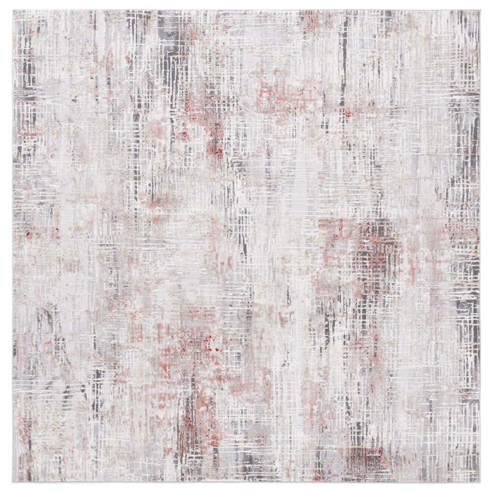 Olive Grey Rust Rug SAFAVIEH Vogue 7 ft. x 7 ft. Rust/Gray Distressed High-Low Square Area ...