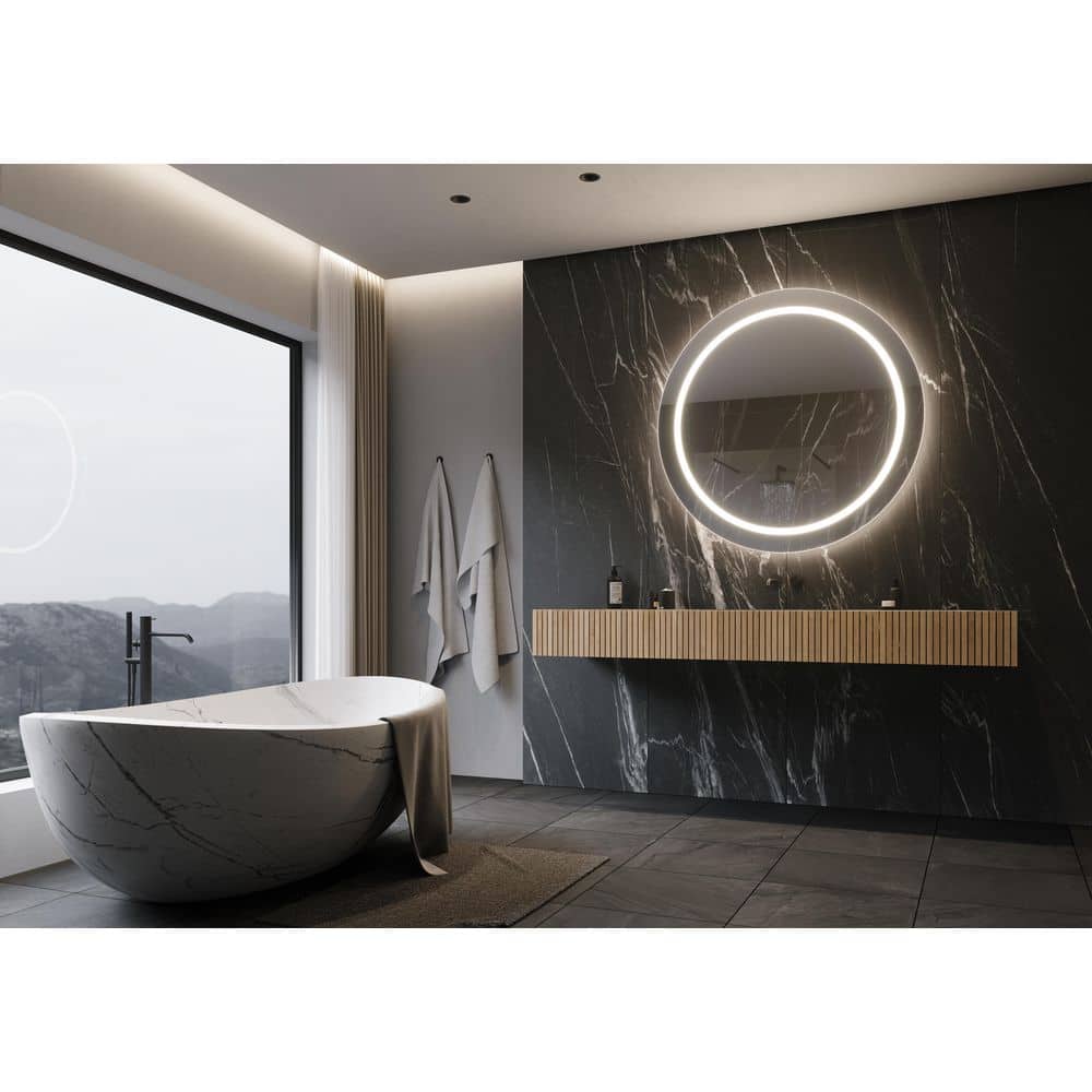 Harmony 44 in. W x 44 in. H Round Frameless Wall Mounted Bathroom Vanity Mirror 6000K LED price history on PriceWatchPro
