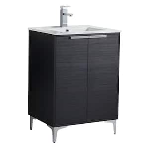 24 in. W x 18.5 in. D x 35.25 in. H Single sink Bath Vanity in Blue with Polished Chrome Hardware and Ceramic Sink top