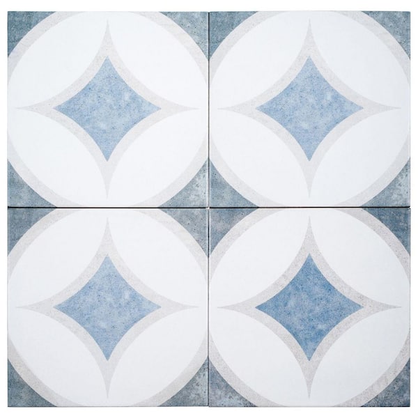 Luv Adore Blue 8 in. Encaustic Spanish/Moroccan Patterned Matte Porcelain Wall and Floor Tile (8.17 sq. ft./Case)