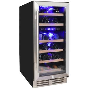15 in. 28-Bottles Wine and 28 cans Beverage Cooler with Stainless Steel Door Frame