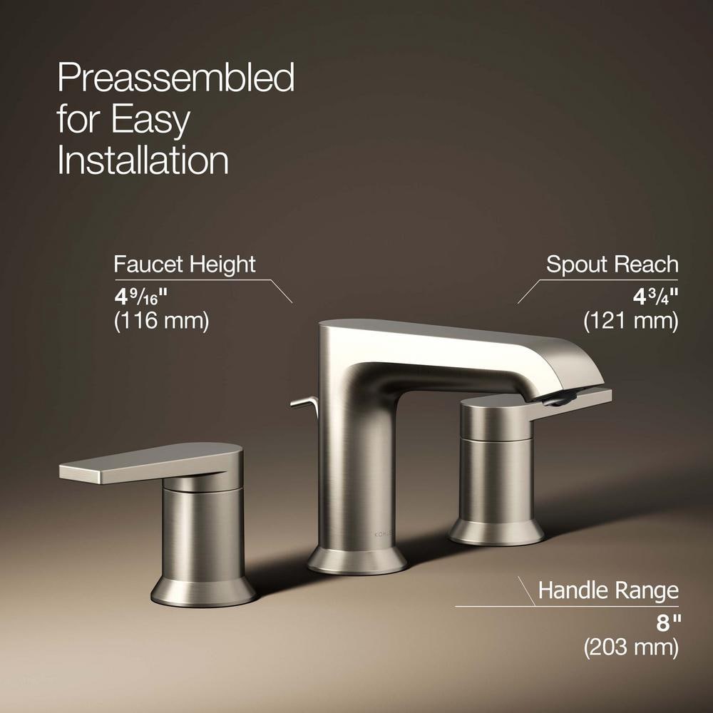 Kohler Hint 4.75" Vibrant Brushed Nickel Widespread Bathroom Faucet