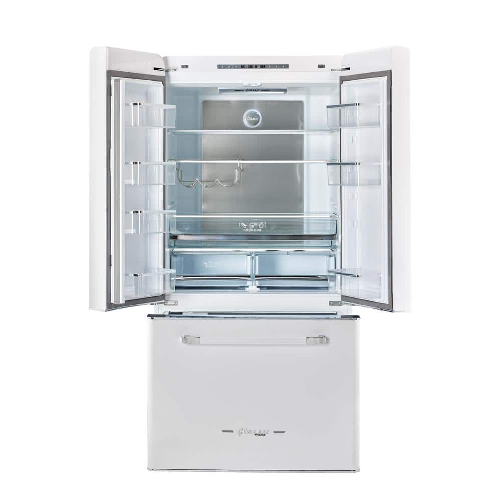 Marshmallow White Retro French Door Refrigerator with Ice Maker