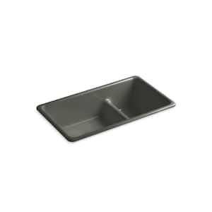 Iron/Tones 33 in. Drop-in/Undermount Double Bowl Thunder Grey Cast Iron Kitchen Sink