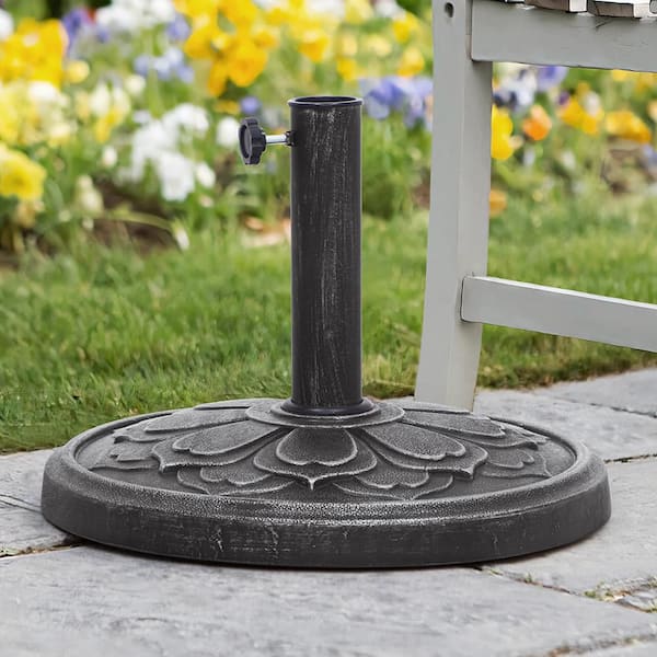 20 lbs. Compact Outdoor Market Umbrella Base Stand Designed to Be Used with Patio Table in Black
