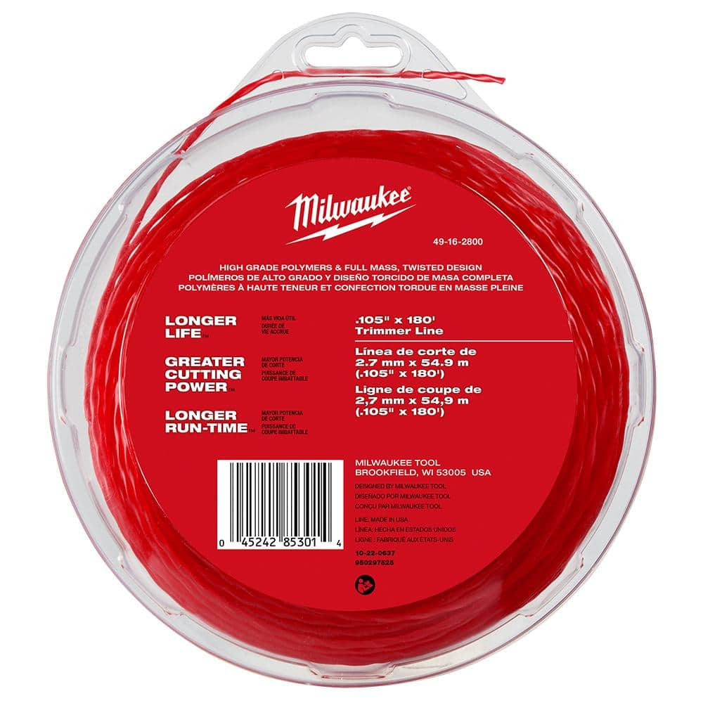 Milwaukee 0 105 In X 180 Ft Trimmer Line 49 16 2800 The Home Depot   Milwaukee String Trimmer Line 49 16 2800 64 1000 