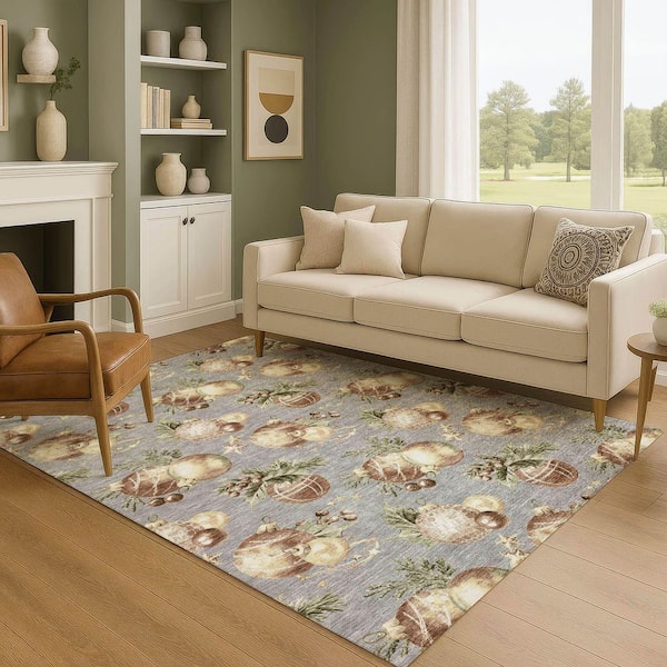 Mayfield Premium Machine Washable Abstract AMF1828 Gray 10 ft. x 14 ft. Area Rug