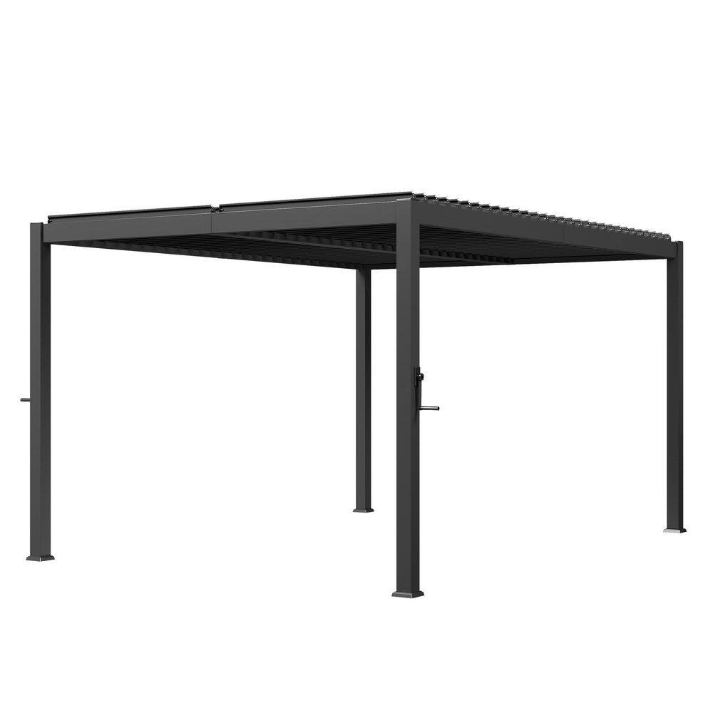 20 ft. x 10 ft. Black Adjustable Louvered Metal Pergolas with Hand Crank Roof price history on PriceWatchPro