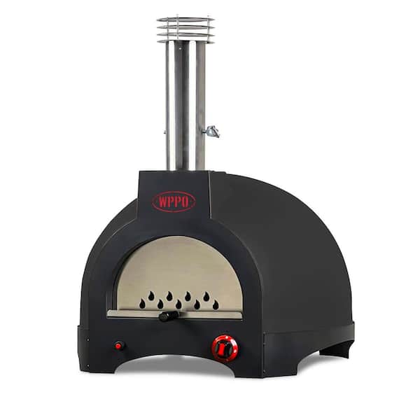 WPPO Infinity 66 in. Wood/Gas Hybrid-3 Outdoor Pizza Oven in Midnight Black