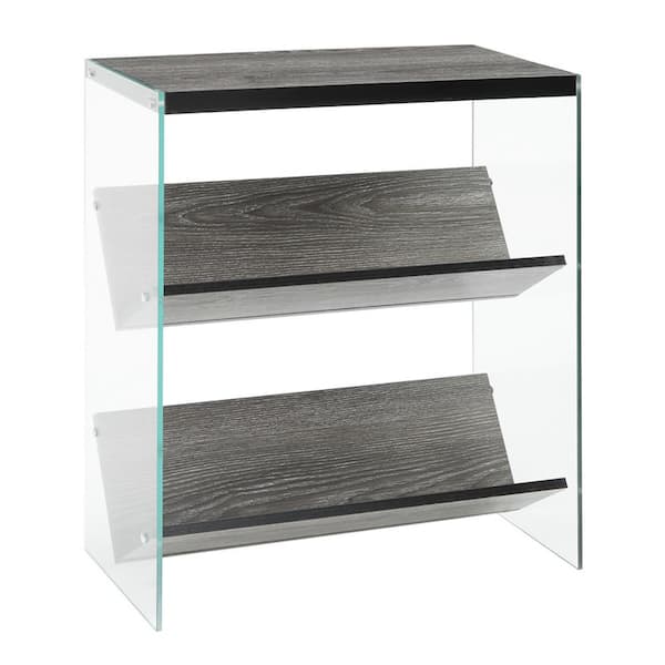Convenience Concepts SoHo 27.75 in. H Weathered Gray/Glass 3-Shelf Accent Bookcase