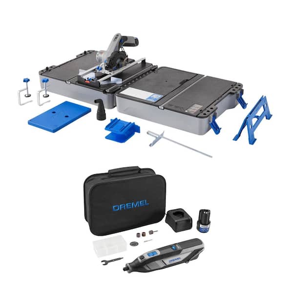 Blueprint Portable Saw Station with 12V Compact Circular Saw, Cordless Rotary Tool Kit, and Multi-Purpose Cutting Case