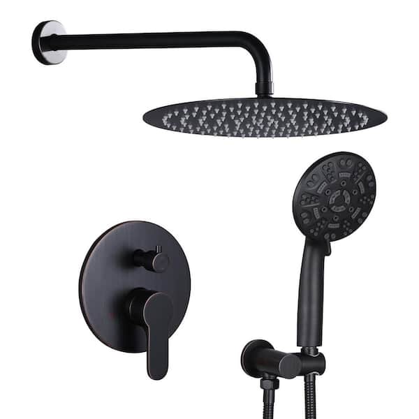 Wall Mount Single Handle 7-Spray Shower Faucet 1.8 GPM with 12 in. Shower Head and Handheld Shower in Oil Rubbed Bronze
