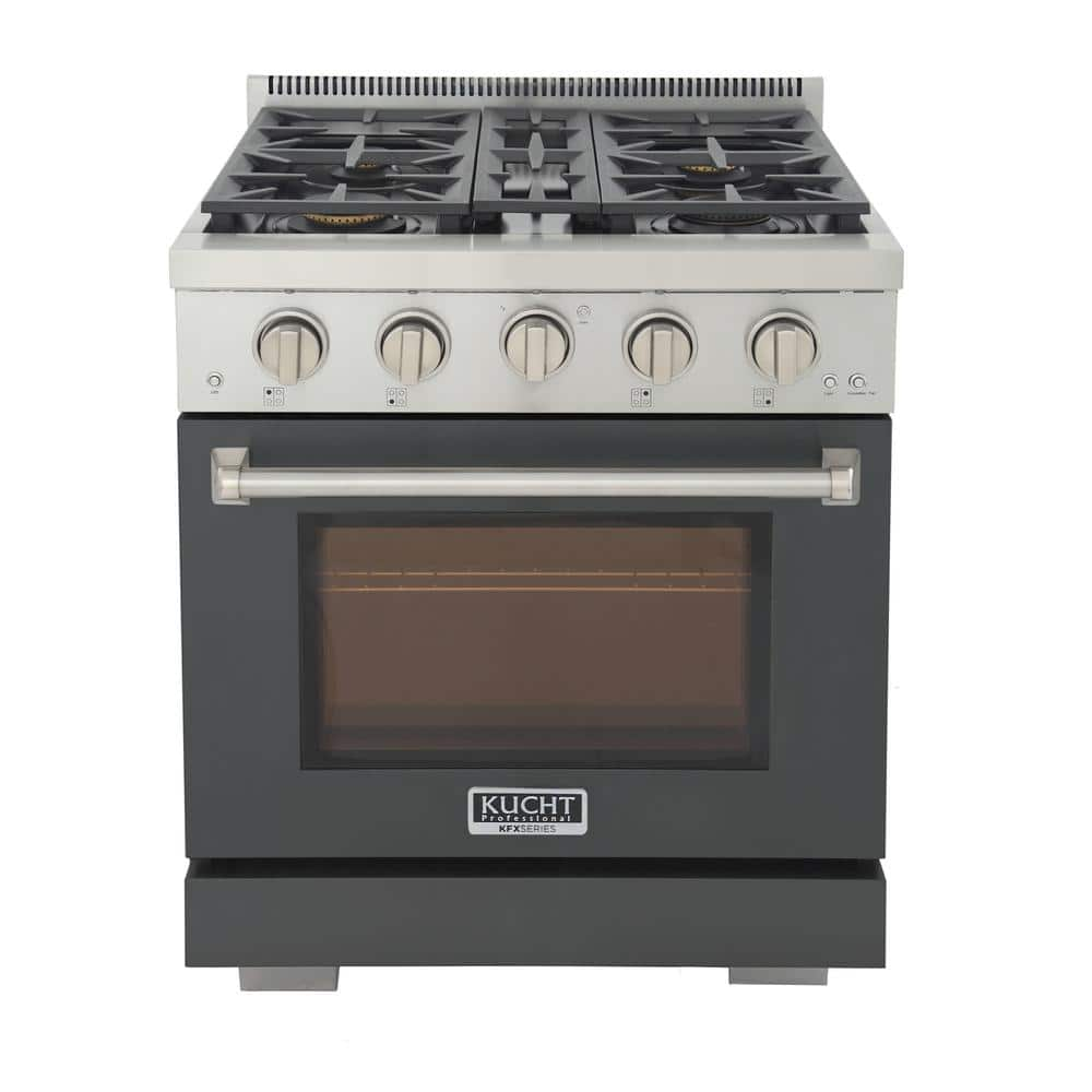 Kucht Professional 30 In 4 2 Cu Ft 4 Burners Freestanding Propane   Grey Kucht Single Oven Gas Ranges Kfx300 Lp Gy 64 1000 