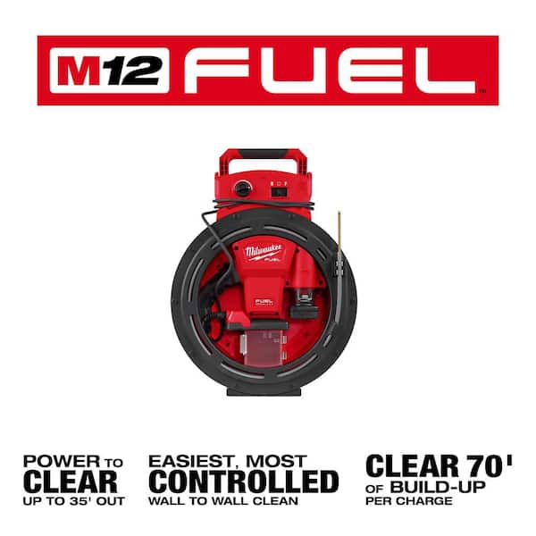 M12 FUEL High-Speed Flexible Shaft Drain Cleaner​ for 1-1/4 "-2" Pipe & M12 65ft Flexible Compact Inspection Camera Kit