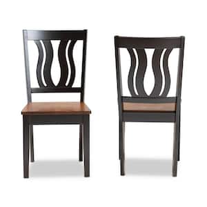 Fenton Dark Brown and Walnut Brown Solid Wood Dining Chair (Set of 2)