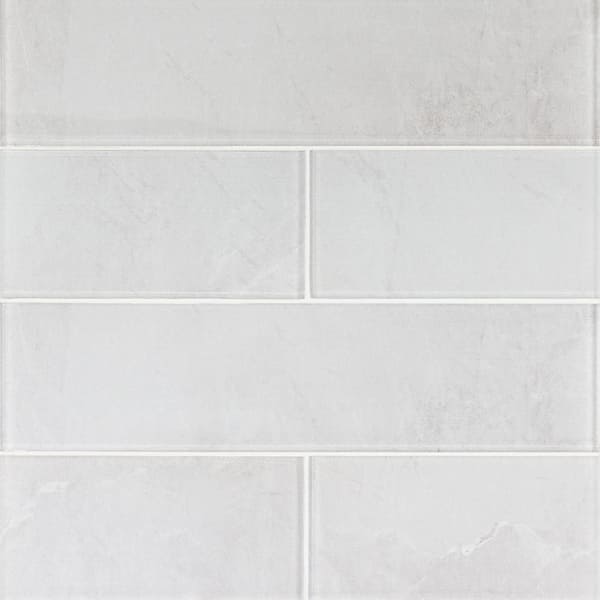 Jeffrey Court Fantasy Grey 4 in. x 16 in. Subway Gloss Glass Wall Tile (17.77 sq. ft./Case)