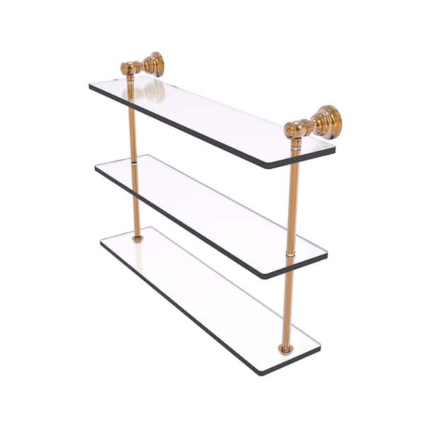 Allied Brass Carolina Collection 22 in. x 16 in. H x 5.54 in. D Brass Rectangular Triple Glass Shelf in Brushed Bronze