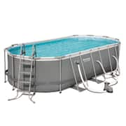 18 ft. x 9 ft. Oval 48 in. Deep Metal Frame Above Ground Outdoor Swimming Pool Set