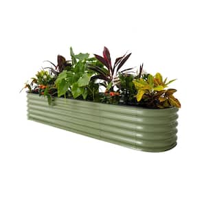 17 in. Tall 9-In-1 Modular Olive Green Metal Raised Garden Bed Kit