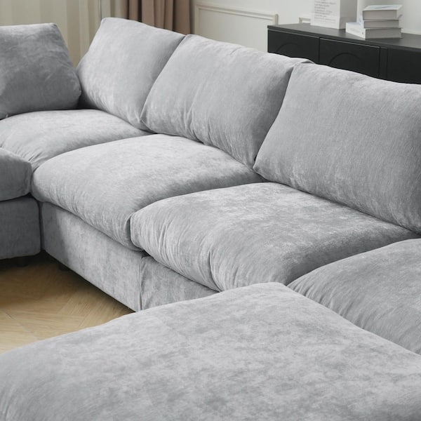 Magic Home Sofa Covers Washable, 134 in. Square Arm Chenille U