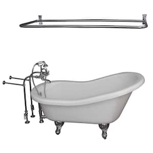5 ft. Acrylic Ball and Claw Feet Slipper Tub in White Polished Chrome Accessories